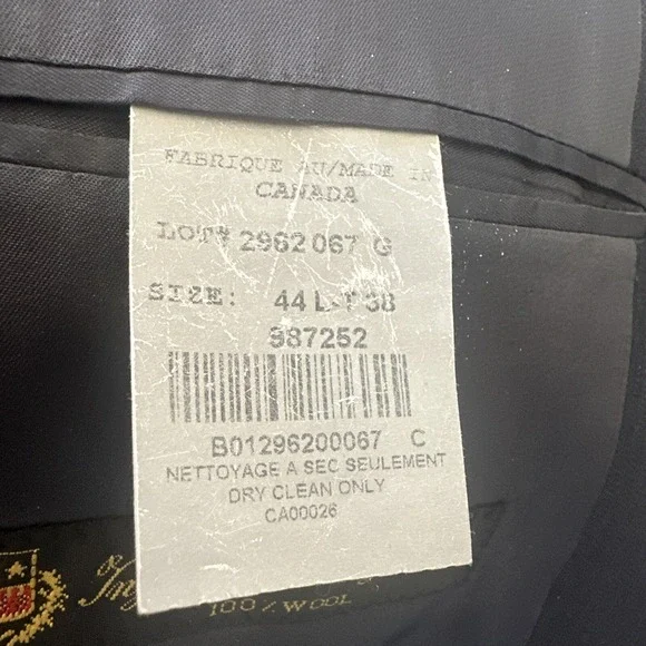 Vintage Loro Piana Mens Blazer Navy Blue Stripe Wool Suit Jacket Sport Coat 44L - Picture 5 of 14